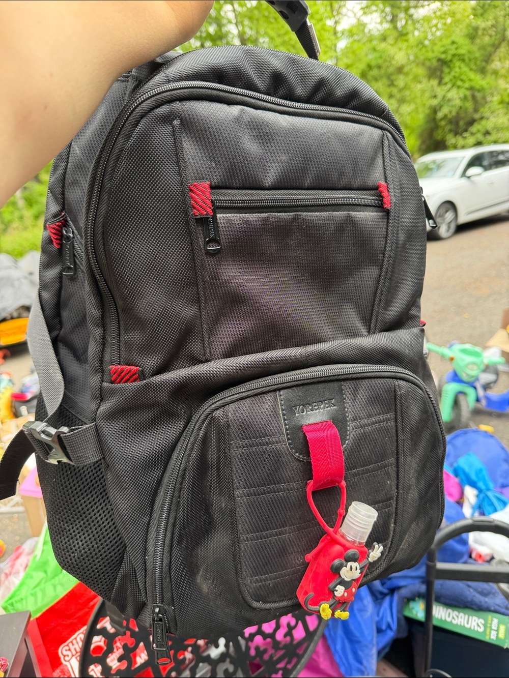 Yorepek Black & Red Men's Backpack with Front Pouch and charger
